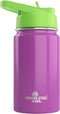 Kids Water Bottle 12oz Purple - Leak Proof with Straw & Handle, Insulated Double Wall Stainless Steel, Easy Sip Toddler