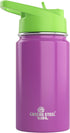 Kids Water Bottle 12oz Purple - Leak Proof with Straw & Handle, Insulated Double Wall Stainless Steel, Easy Sip Toddler