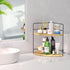 2-Tier Counter Counter, ZGO Bathroom Organizer, Corner and Makeup Organizer for Vanity and Kitchen Wood
