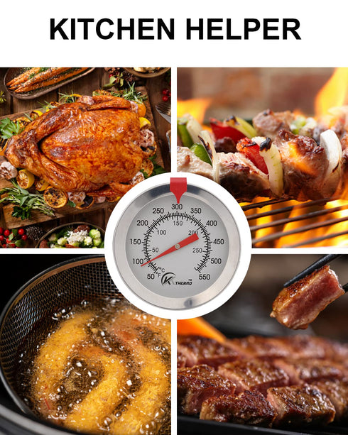 KT THERMO Candy/Deep Fry Thermometer with Instant Read, 8" Stainless Steel Stem for Meat Cooking, BBQ, Turkey