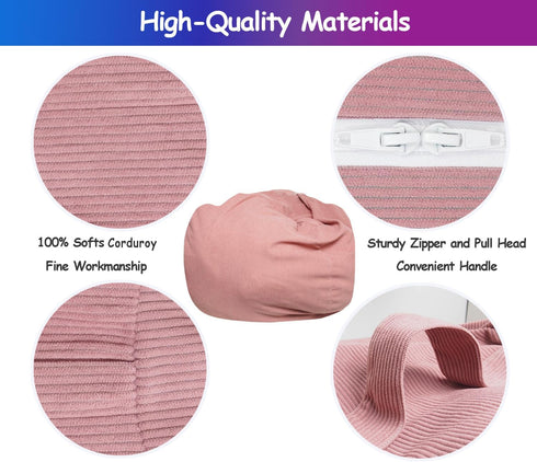 Dafftos X-Large Bean Bag Cover for Organizing Plush Toys or Memory Foam, Soft Washable Premium Corduroy
