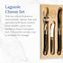 Jean Dubost Laguiole 3-Piece Cheese Knife Set - Black Handles, Rust-Resistant Stainless Steel, Includes Wooden Tray,
