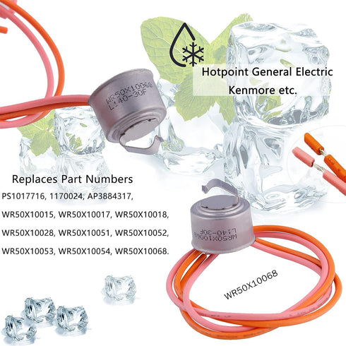 Refrigerator Defrost Heater WR51X10055, Temperature Sensor WR55X10025, Defrost Thermostat WR50X10068 Compatible with GE