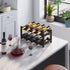 BAMEOS Freestanding 2 Tier Bamboo Wine Rack, 8 Bottle Countertop Cabinet Wine Holder for Bar, Pantry, Mocha