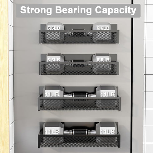Magnetic Spice Rack for Refrigerator, 4 Pack Magnetic Shelf with Moveable 8 Hooks, Kitchen Organization