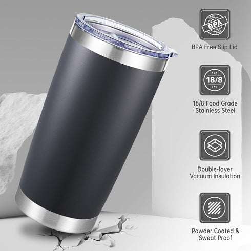 20 oz 20oz 6 pack Tumblers Bulk Stainless Steel Tumbler with Lid Double Wall Vacuum Insulated Coffee Mug Powder Coated