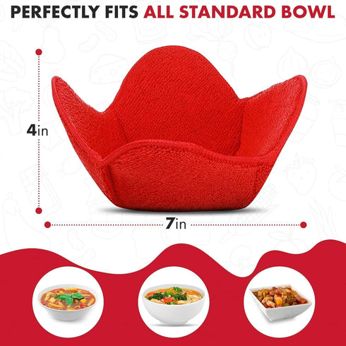 Microwave Bowl Huggers Warmers Set of 4, Heat Resistant Food Warmer for Hot and Cold Bowls, Microwave Safe