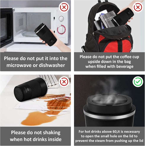 12 oz Stainless Steel Vacuum Insulated Tumbler, Spill Proof Coffee Travel Mug with Lid for Hot/Ice Coffee, Tea, Beer