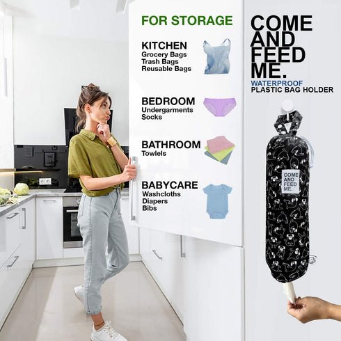 2pcs Waterproof Plastic Grocery Trash Bag Holder, Shopping Carrier Organizer for Kitchen Storage, Multiple Designs