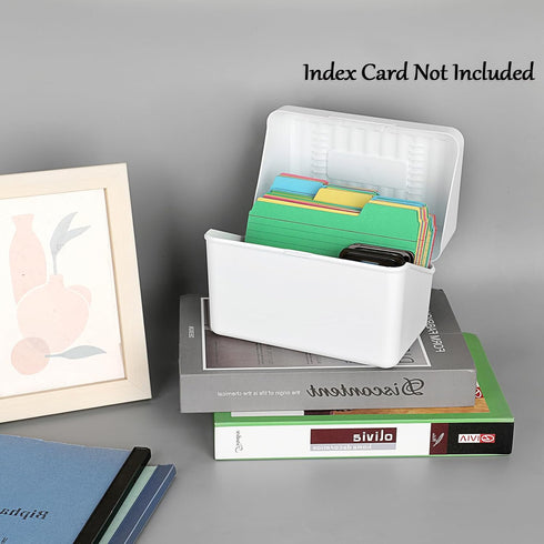 BTSKY 1 Pack 4 x 6 inch Index Card Box - Plastic Storage Organizer for Recipes, Note Cards, Flashcards, White (Not