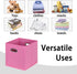 Black Foldable Storage Cubes, Fabric Organizer Bins with Dual Handles for Home, Pink