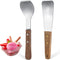 Patelai 2 Pcs Stainless Steel Ice Cream Scoop with Wooden Handle, Dessert Spade Butter Cutter for Dining Kitchen Utensil