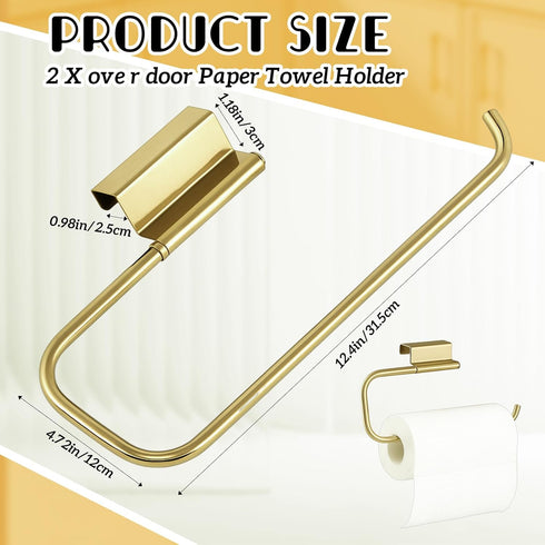 12.4 Inches Steel(Gold,1 Yaocom Cabinet Door Paper Towel Holder Camper Under Sink No Drilling Paper Towel Storage