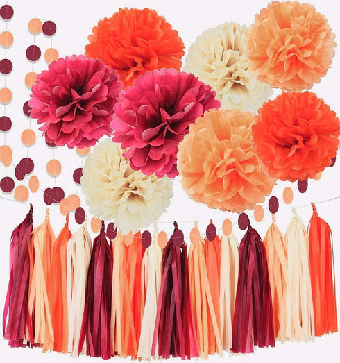 Fall Bridal Shower Decorations, Thanksgiving Decorations, Burgundy Champagne Orange Fall In Love Banner for Engagement