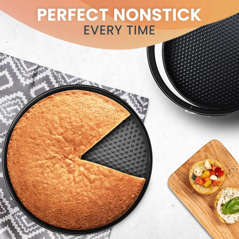 RFAQK Non-Stick 6 Inch Cake Pan with Removable Bottom, Leakproof Springform Pan, 50Pcs Parchment Papers