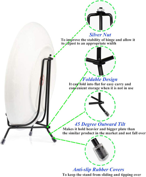 2 Pack Upgraded Plate Display Stands, 10 Inch Anti-Slip Iron Photo Holder Stands Book Display Stands, Compatible 11 to 14 Inch Decorative Plates, Picture Frames and Artworks