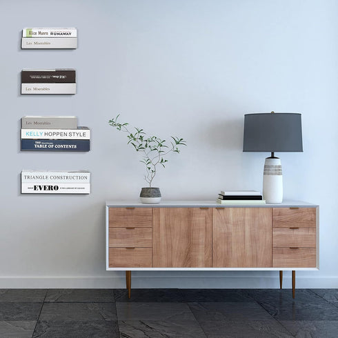 6 Jetec Pieces Invisible Floating Bookshelf for Wall Mount Iron Floating Book Shelves Multipurpose Hidden Hanging