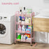 4 3 TOOLF Tier Rolling Utility Cart - Durable Metal Design Pink Utility Cart, Storage Trolley on Wheels with Hooks