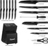 Keewah Knife Set, 15 Piece Kitchen Knives Set with Block, Black