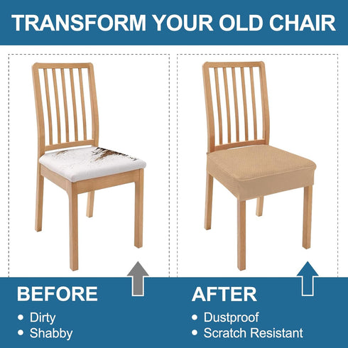 Set 2, Smiry Waterproof Seat Covers for Dining Room Chairs of Stretch Jacquard Removable Washable Chair Seat Slipcovers