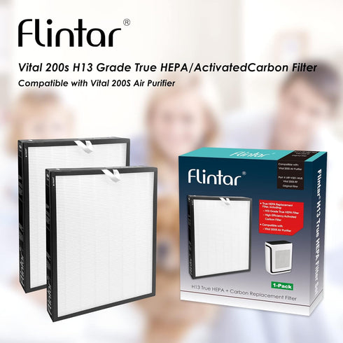 Flintar Vital 200S True HEPA Replacement Filter for LEVOIT Vital 200S Air Purifier, 2-Pack