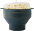 The Silicone Kitchen Collapsible Microwave Popcorn Maker Bowl, Non-Toxic, Dishwasher Safe, Dark Blue.