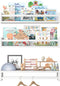 Floating Nursery Book Shelves for Wall, 15.7 Inch Nature Solid Wood Wall