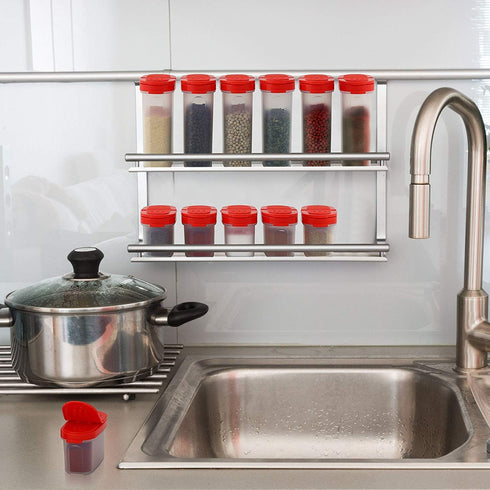 SIGNORA WARE Spice Jars with Lids, 4 oz Refillable Airtight Containers Set, 4 pk Red