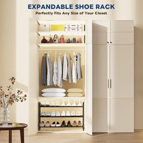 18-33 Closet, 3-Tier Mavivegue Expandable Shoe Rack for Shoe Organizer, Adjustable Shoe Rack for Front Door Entrance
