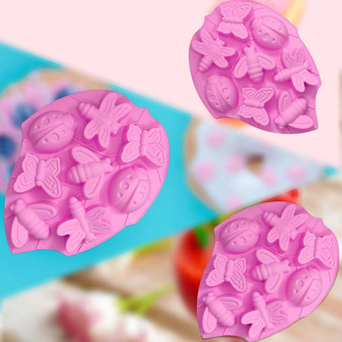 VEINARDYL 3 pcs Silicone Chocolate Molds, 24-Cavity Insect 3D Muffin Mould for Cake Candy Cupcake Soap