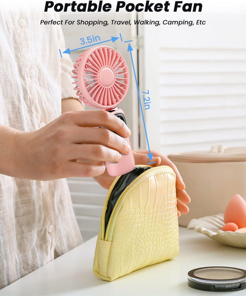 Portable Handheld Fan, 4000mAh Battery Operated Fan, 3 in 1 Personal Small Fan with LED Display, 5 Speed