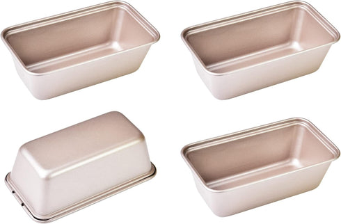 Mini Loaf Pan Set - 4Pcs 5.5-Inch Non-Stick Rectangle Bakeware for Oven and Instant Pot Baking (Champagne Gold)