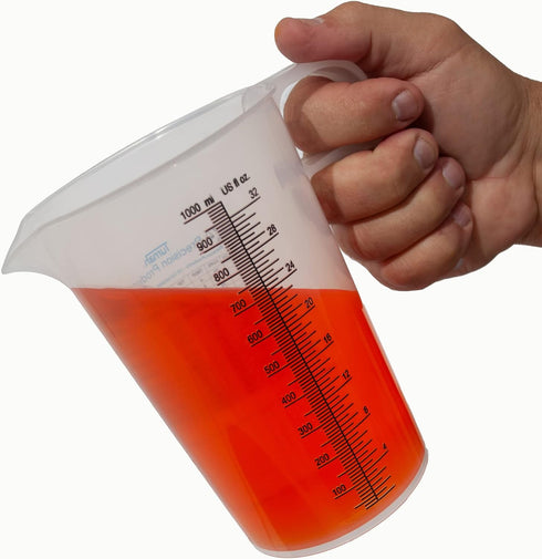 Turnah 32oz (1 Quart) Measure Pitcher with Conversion Chart – Extra Strong Food Grade for Cooking, Hobbies, Spa