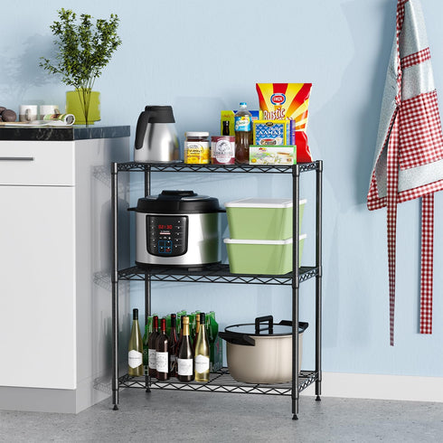 FDW 3-Shelf Adjustable Storage Shelves - Wire Shelving Unit Metal Shelves Storage Shelf, 13" D x 23" W x 30" H