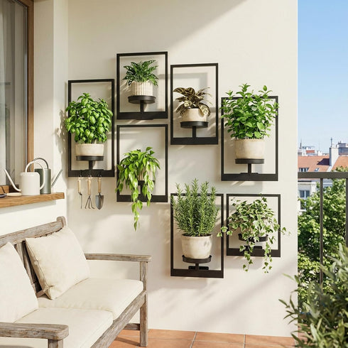 bbteroiu Set 3, Picture Frame Wall Planters of Modern Metal Hanging Shelves for Plants, Rustproof Wall Mount Flower Pot