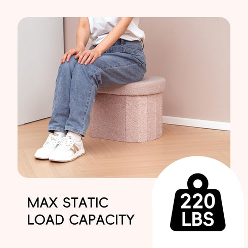 16.1"x12.2"x12.2" PINPLUS Storage Ottoman Boulce Tufted Oval Small Ottomans for Living Room Foot Rest with Storage