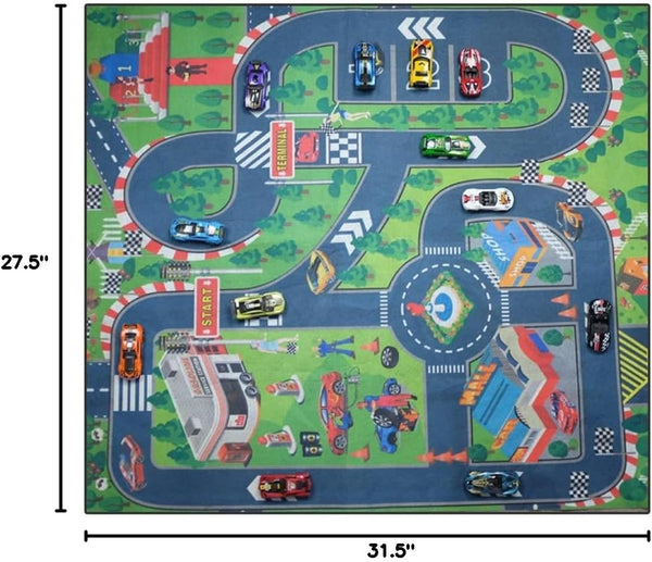 JTMM 27.5 31.5 Inches, Kids Mat for Toy Cars, Play Mat for Kids x Great for Playing with Cars and Toys