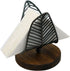 OwlGift Freestanding Modern Napkin Holder, Golden Turquoise Wrought Iron Leaf & Brown Wooden Base Design, Tissue