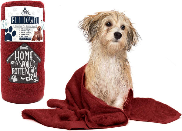 DAN RIVER Dog Towels for Drying Dogs, Large 100% Cotton Puppy Bath Towel, Ultra Soft 450 GSM, 20x40 inches