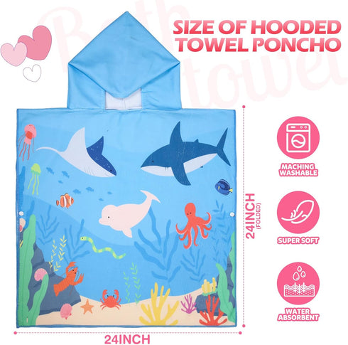 6 Toddler(47 24 Inch,Stylish Oudain Pcs Kids Hooded Towel Kids Bath Towels with Hood Microfiber Baby Pool Beach Towel