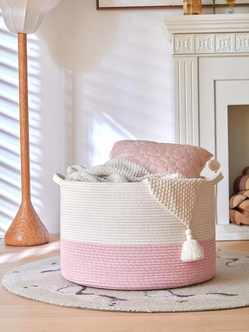 Extra Large Cotton Rope Basket 22" x 14", Toy Basket for Storage