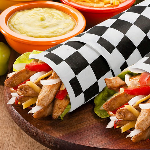 Oomcu 200 Sheets Black and White Checkered Dry Waxed Deli Paper Sheets, 11.5''x11.5'' for Food Wrapping