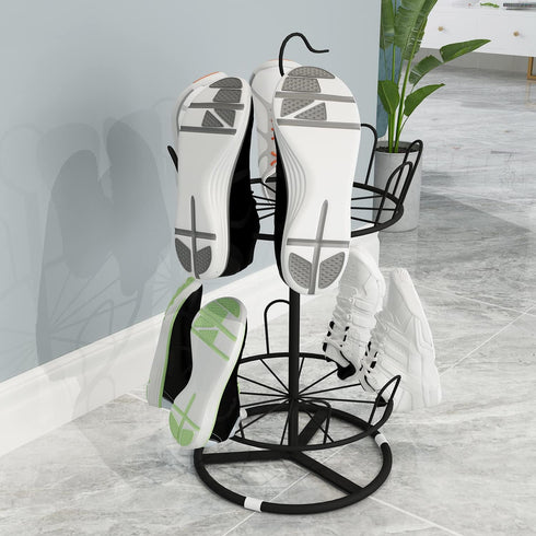 OLDRAINBOW Rack(2 Revolving Round Iron Shoe Tree Rack,Standing Circular Rotating Shoe Rack,Spinning Shoe Organizer