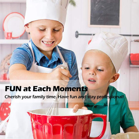 Novelty Place Kid's Apron with Chef Hat Set (3 Set), Skin-friendly Children’s Bib with Pocket for Cooking, Baking,