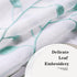 MRTREES Sheer Tier Curtains, Christmas Kitchen Tiers Rod Pocket, Leaf Embroidery Bathroom Curtain Panels, Aqua Blue