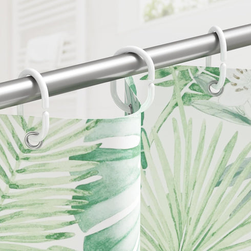 Amazer White Shower Curtain Hooks, 24 Pcs Plastic Rings for Bathroom Shower Rod, Loops for Shower Curtain