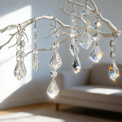 10pcs 38mm 50mm Crystal Sun Catcher, Clear Maple Leaf Crystal Chandelier Prism Pendant Parts, Suncatchers Hanging