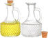 4 Pack 13.5 Frcctre Glass Oil and Vinegar Cruets Bottles, Ounce Glass Olive Oil Dispenser Bottle with Handle and Cork