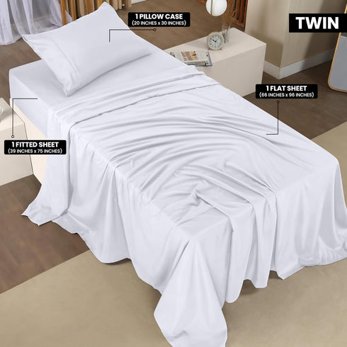 Utopia Bedding Twin Sheet Set, 3 Piece, Soft Microfiber, White