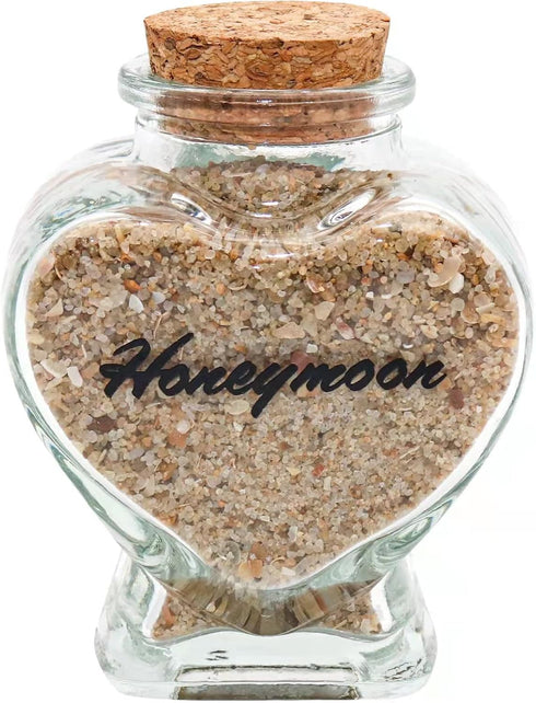 Honeymoon Sand Keepsake Jar - Unique Romantic Gifts for Newlyweds, Wedding, Engagement, Vacation Travel (HEART SHAPED